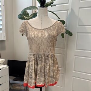 Free people bohemian lace and printed blouse.